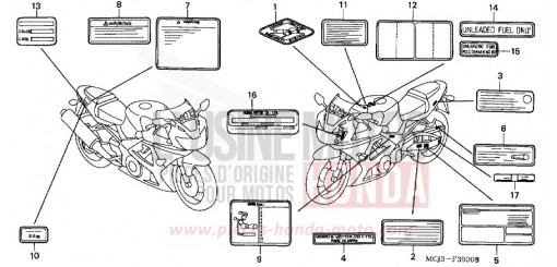 ETIQUETTE DE PRECAUTIONS CBR900RR3 de 2003